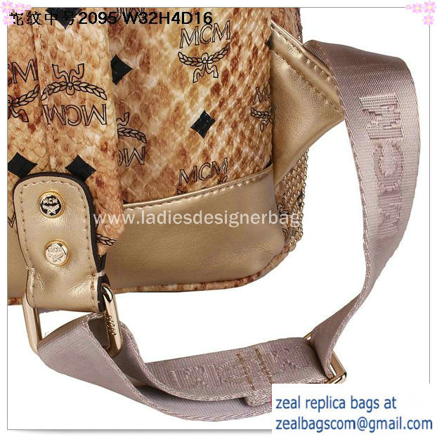 High Quality Replica Hot Sale MCM Armour Medium Backpack Snake Leather MC2095 Gold
